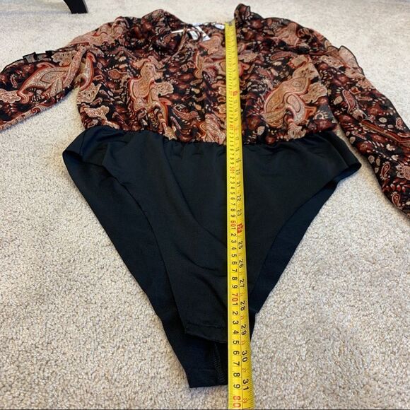 ZARA multicoloured paisley print ruffled bodysuit Sz XL NWT - Picture 8 of 9
